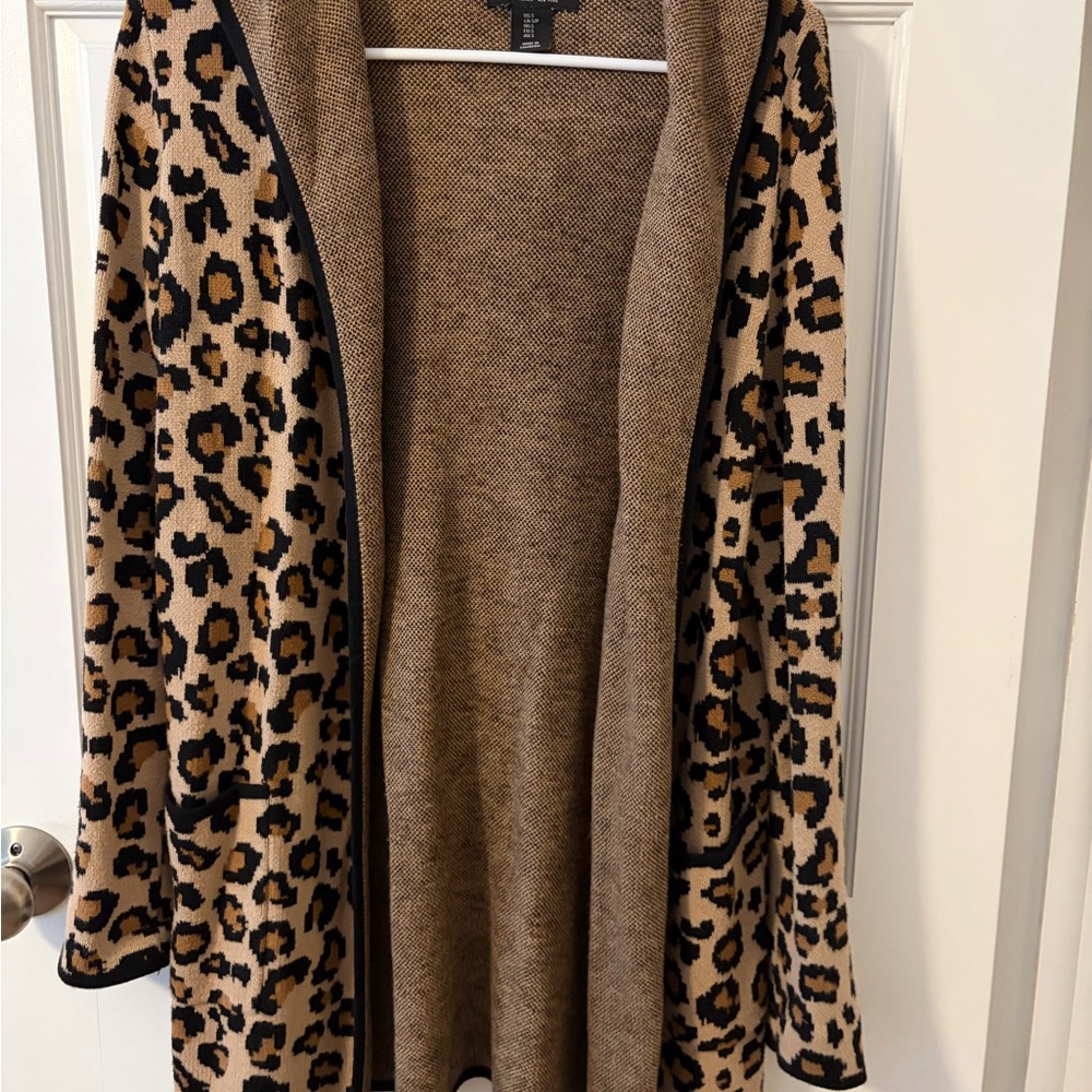 Rachel Zoe Animal Print Cardigan - Tan and Black